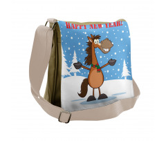 Horse in Snow Winter Messenger Bag