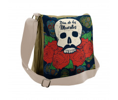 Skull with Roses Messenger Bag