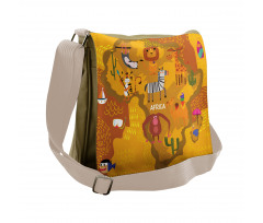 Map of Africa with Animals Messenger Bag