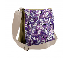 Lilac Strokes Motifs Messenger Bag