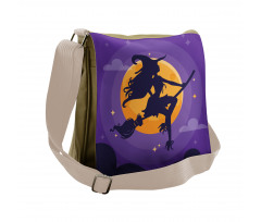 Witch Broom Silhouette Messenger Bag