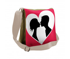 Couple Silhouette in Heart Messenger Bag