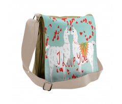 Lover Llamas and Hearts Messenger Bag