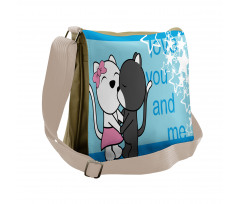 Love You and Me with Cats Messenger Bag