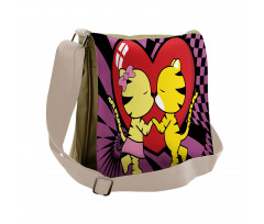 Cartoon Tigers Heart Messenger Bag