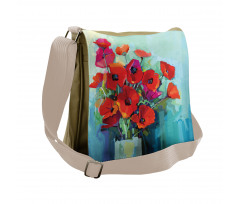 Poppy Flowers in Vase Messenger Bag