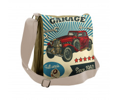 Retro Car Garage Art Messenger Bag