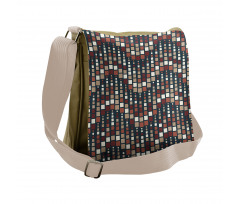 Squares Arranged Wavy Flow Messenger Bag