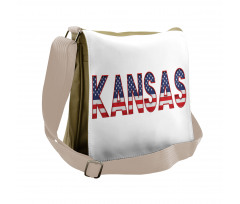 Kansas in Striped Lettering Messenger Bag