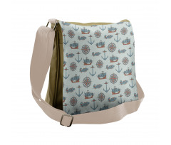 Anchor Windrose Fish Ships Messenger Bag