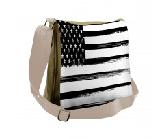 Grunge Monochrome USA Flag Messenger Bag