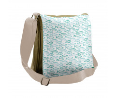 Sketchy Fish Breeds Pattern Messenger Bag