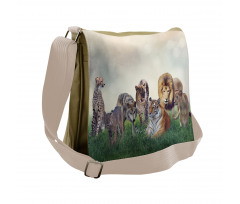 Digital Animals on Grass Messenger Bag