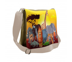 Cartoon Wildlife Messenger Bag