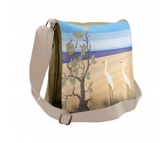 Birds on Beach Coastal Doodle Messenger Bag