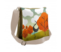 Abstract Bird Trees and Cloud Messenger Bag