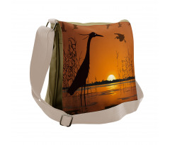 Bird Silhouettes Swamp Sunset Messenger Bag