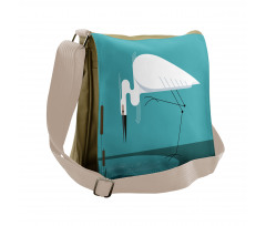 Bird Stands on Lake Shore Messenger Bag