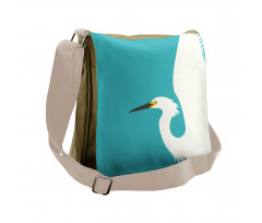 Side Drawn Heron Bird Messenger Bag