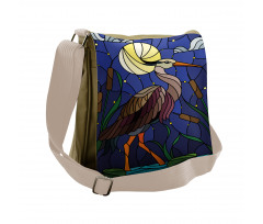 Stain Glass Brown Tone Heron Messenger Bag