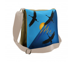 Flying Bird at Horizon Sunset Messenger Bag