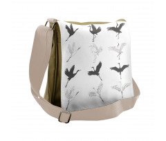 Greyscale Bird Different Side Messenger Bag