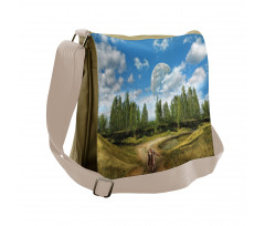 Running Dog Trees Sky Messenger Bag