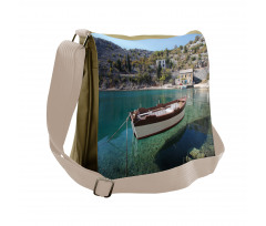 Tranquil Scene Boat on Bay Messenger Bag