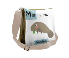 Letter M and Animal Cartoon Messenger Bag