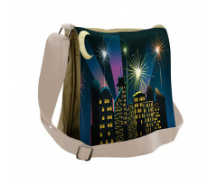 Fireworks Illustration in City Messenger Bag