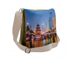 China Cityscape at Dusk Time Messenger Bag