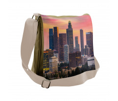 Los Angeles Skyline Orange Sky Messenger Bag