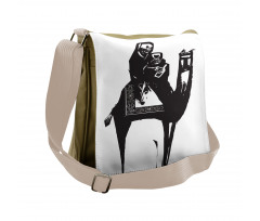 Death Drinks Wine on Camel Messenger Bag