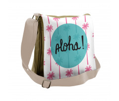 Palm Trees and Text in Circle Messenger Bag