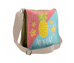 Flowers and Pineapple Pattern Messenger Bag