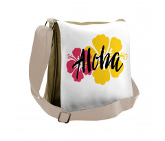 Brush Stroke Effect Hibiscus Messenger Bag