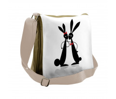 Couple Rabbits Bow Tie Messenger Bag