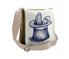 Sketchy Art Rabbit in a Hat Messenger Bag