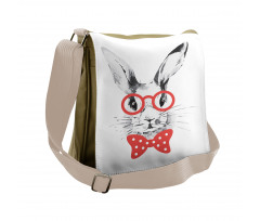 Nerdy Rabbit with Eyeglasses Messenger Bag