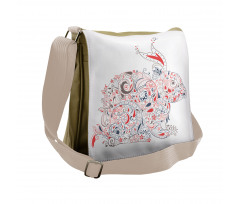 Ornamental and Strokes Messenger Bag