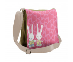 Couple Bunnies in Romance Messenger Bag