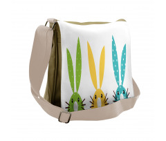 Colorful Half Face Rabbit Messenger Bag