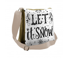 Monochrome Let it Snow Art Messenger Bag