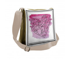 Romantic Words Heart Messenger Bag