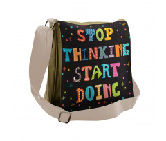 Colorful Typography on Dark Messenger Bag