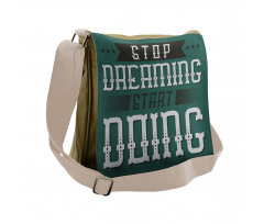 Lettering Art on Green Tone Messenger Bag