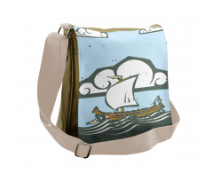 Greek Galley with Oars Sail Messenger Bag