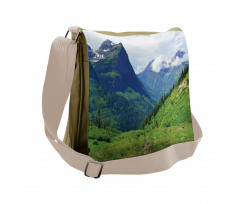 Summer Cloudy Peaks and Grass Messenger Bag