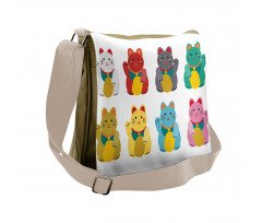 Colorful Maneki Neko Messenger Bag