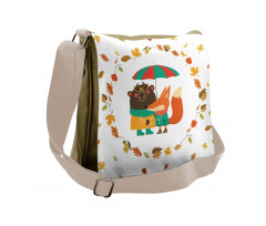 Autumn Fox and Bear Messenger Bag